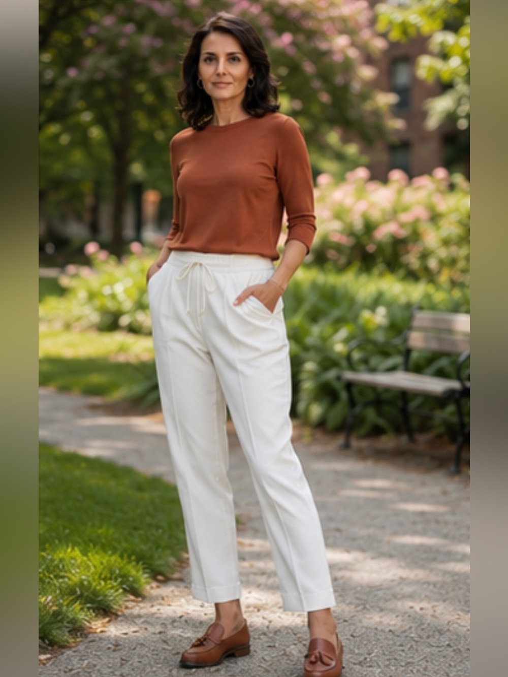 Banana Republic Cream Drawstring Tapered Trousers, Like New